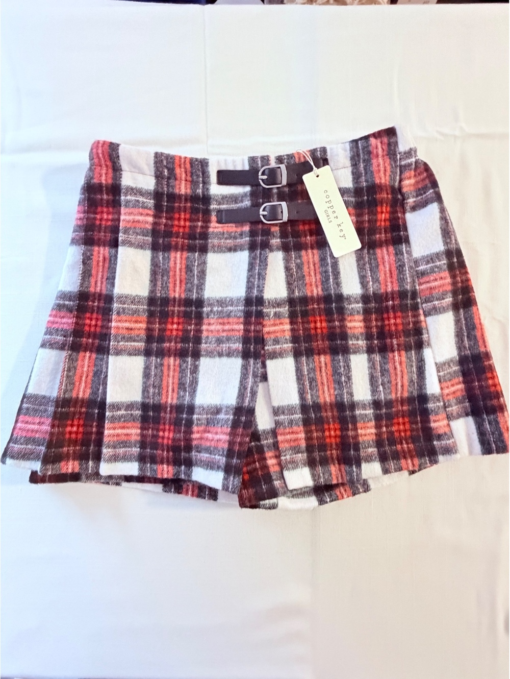 NWT Copper Key size XL 16 Girls Plaid Skort with Buckle Detail, Size Medium